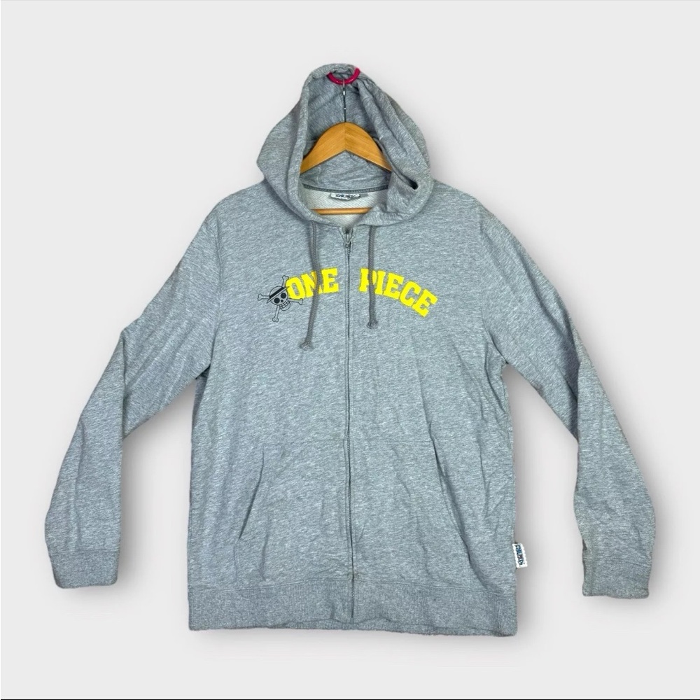 Official One Piece Full Zip Hoodie Mens XXL 2XL Gray TOEI Animation Licensed